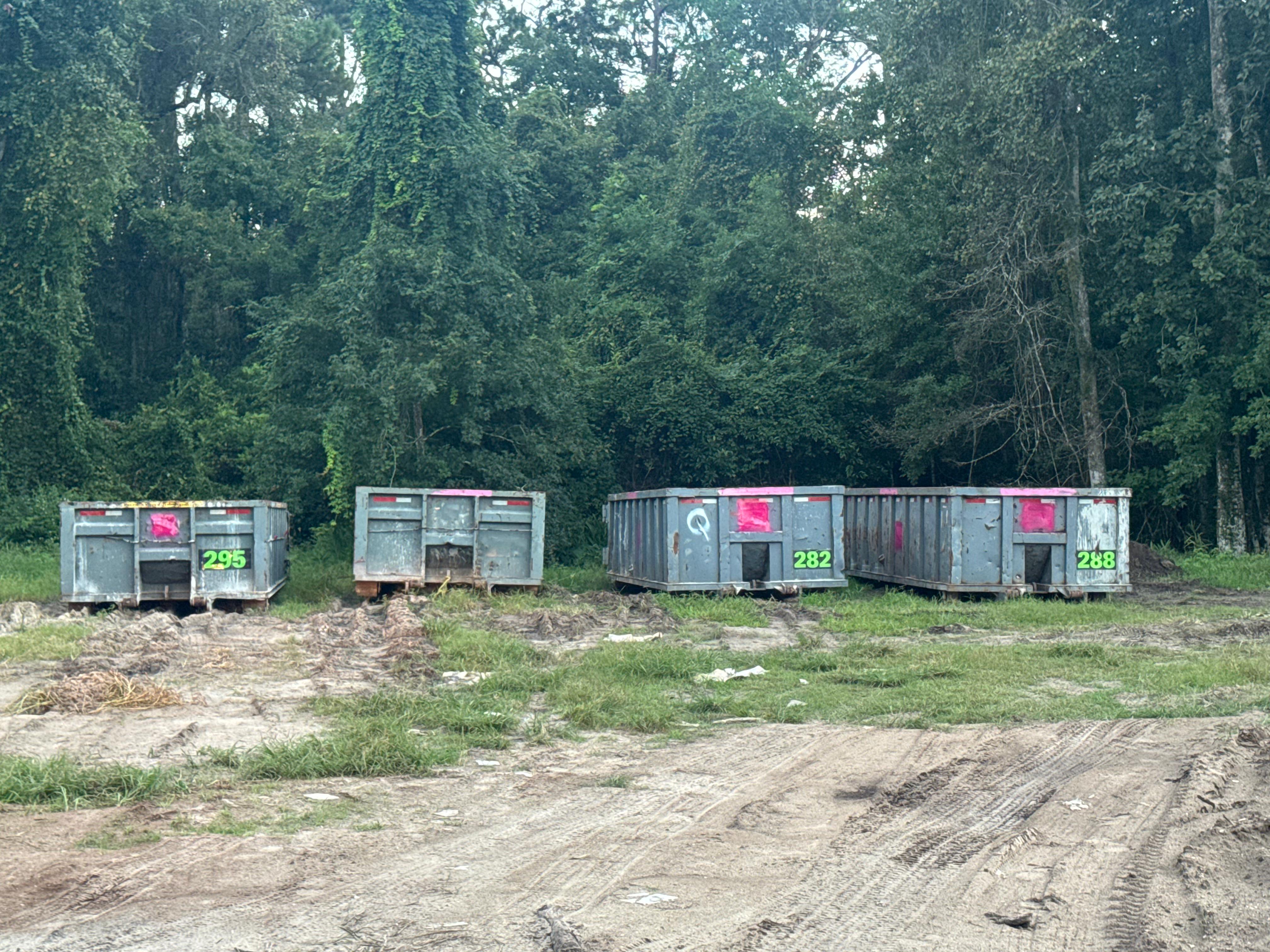 GSF roll-off dumpsters staged on a Jacksonville jobsite