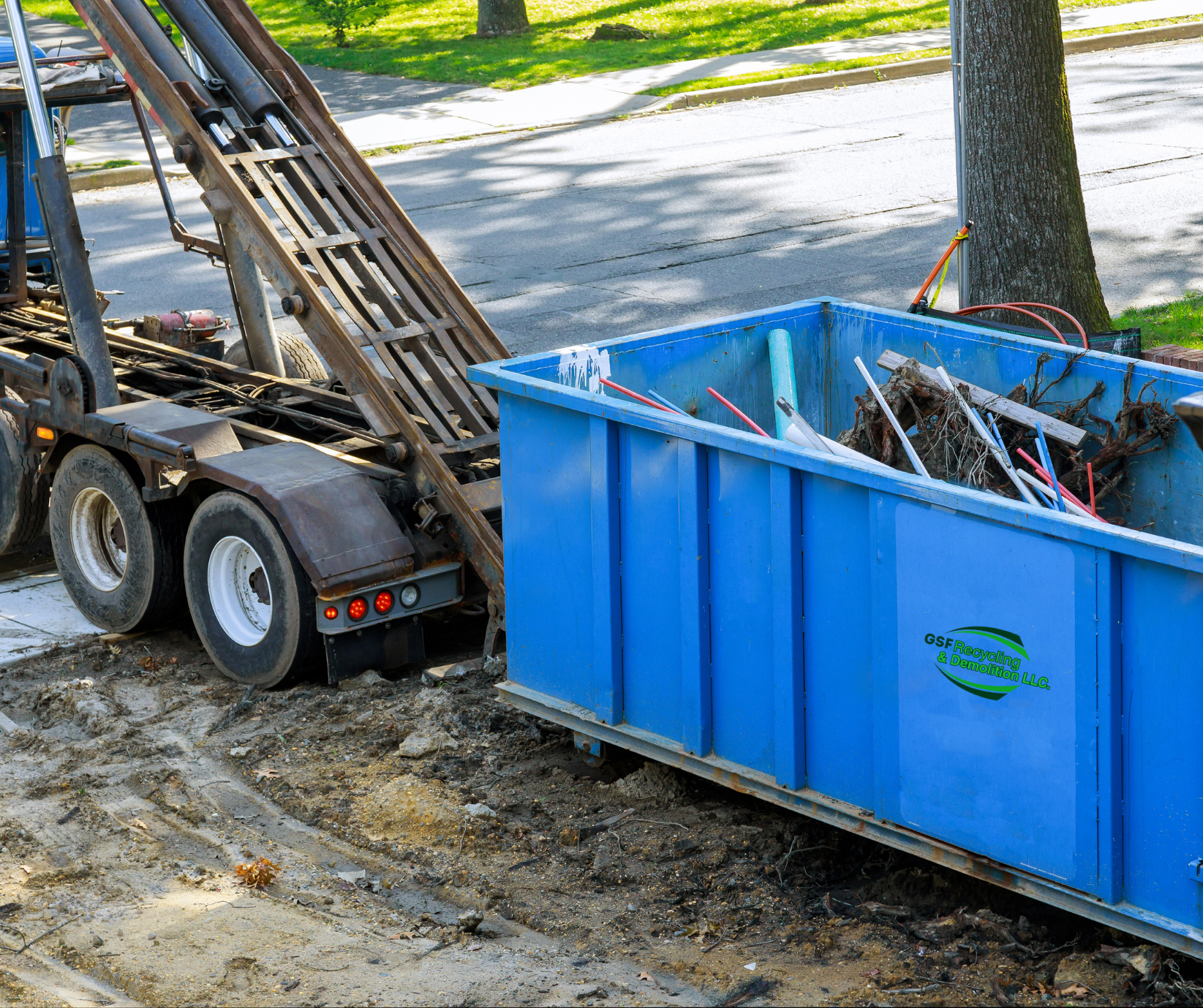 GSF roll-off dumpsters staged on a Jacksonville jobsite